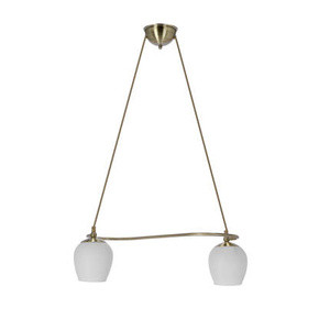 Patynowa lampa wisząca z białym kloszem do salonu Serano 2xE27