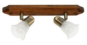 Ciemnobrązowa lampa sufitowa listwa 2-płomienna do salonu COLOSEO drewno