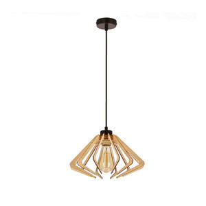 Drewniana lampa wisząca z abażurem 1 punkt światła ECO 6
