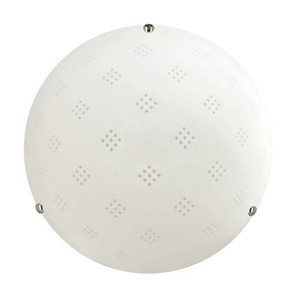 Biała lampa sufitowa plafon 30 cm do salonu FANUSA szkło chromowane