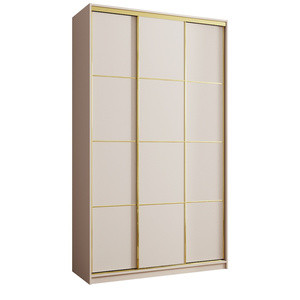 Beżowa szafa przesuwna 150 cm z szufladami GOLD NEW MAX
