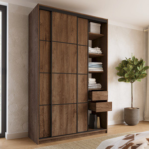 Trzydrzwiowa szafa przesuwna z półkami 150 cm LOFT MAX dąb lefkas
