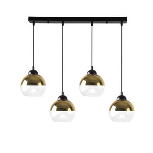Czarna lampa wisząca 4-płomienna do salonu Contessa ze złotymi kloszami
