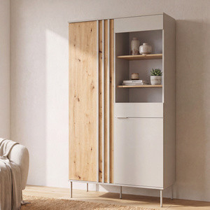 Przeszklona witryna do salonu 110 cm RUSTICA kaszmirowy beż
