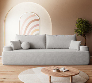 WYPRZEDAŻ Szara rozkładana sofa do salonu z funkcją spania CARMELLO