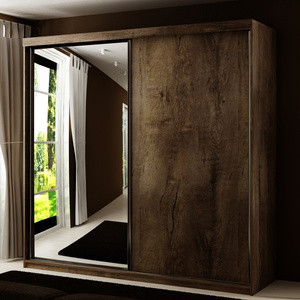 Szafa przesuwna 200 cm z lustrem TARO jesion ciemny