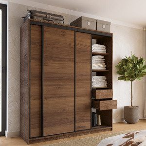WYPRZEDAŻ Szafa przesuwna z drążkami 180 cm do sypialni LOFT orzech