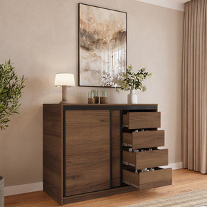 Mała loftowa komoda przesuwna z szufladami 120 cm LOFT orzech