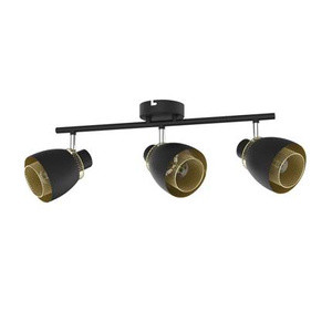 Czarna złota lampa sufitowa listwa 3-punktowa do salonu ALEKSANDRIA metal