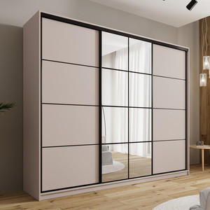 WYPRZEDAŻ Beżowa szafa przesuwna z lustrem 250 cm do sypialni EDGE