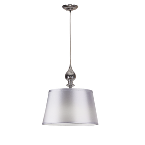 Srebrna lampa wisząca z abażurem do salonu PRIMA chromowa 1-punktowa
