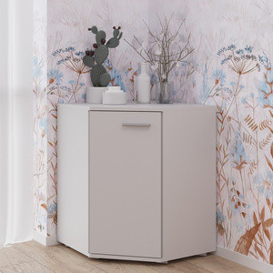 Biała komoda narożna 58 cm z półkami FONDI