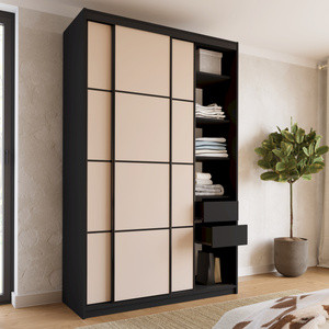 Beżowa trzydrzwiowa szafa przesuwna 150 cm LOFT MAX