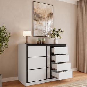 Biała komoda przesuwna 120 cm z szufladami LOFT