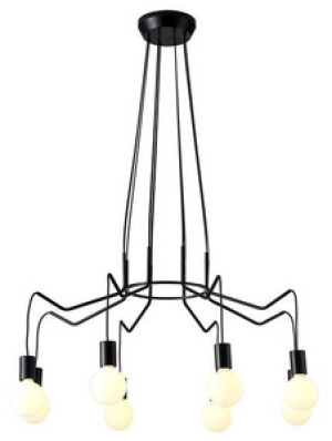 Czarna lampa wisząca sufitowa regulowana 8xE27 do salonu BASSO metal