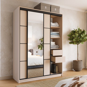 Szafa przesuwna z lustrem do sypialni 150 cm LOFT beż piaskowy