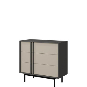 Komoda AVERO 93cm antracyt beż jasny z szufladami