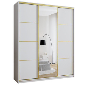 WYPRZEDAŻ Biała szafa przesuwna z lustrem 200 cm GOLD NEW MAX