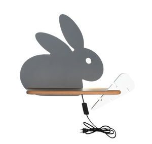 Szary kinkiet z półką LED do pokoju dziecka RABBIT MDF