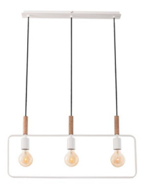 Biała lampa wisząca regulowana 3-punktowa do salonu FRAME drewno metal