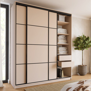 WYPRZEDAŻ Beżowa szafa przesuwna do sypialni 200 cm LOFT MAX