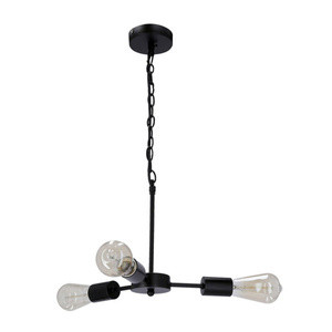 Czarna lampa wisząca 3-płomienna do salonu SPARTA metal