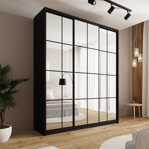 WYPRZEDAŻ Wysoka nowoczesna szafa przesuwna z lustrem 200 cm OPTICA MAX