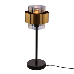 Czarna lampa stołowa do salonu SPIEGA metal i szkło