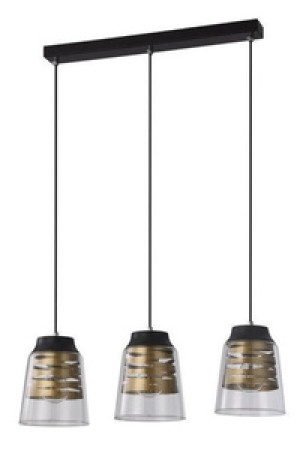 Czarna lampa wisząca 3-płomienna do salonu FRESNO szkło złote
