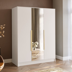 Szafa z lustrem 150 cm na ubrania do sypialni z półkami LESTO