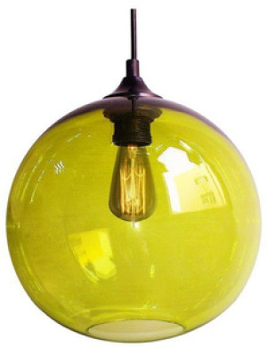 Zielona lampa wisząca szklana kula regulowana do salonu TOP metal szkło