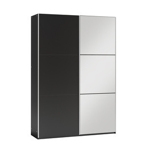 Czarna dwudrzwiowa szafa przesuwna z lustrem 150 cm VASCO