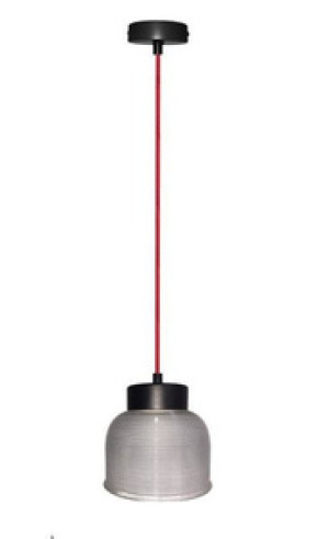 Bezbarwna lampa wisząca do salonu LIVERPOOL 15 cm czerwony kabel