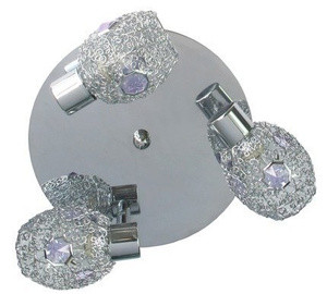 Fioletowa lampa sufitowa plafon 3x40W do salonu GOLDEN chrom