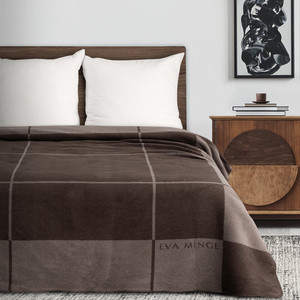 Koc 220x240 cm ELEGATO brązowy bawełniano-akrylowy do sypialni