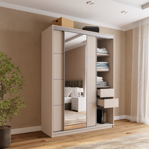 Nowoczesna szafa przesuwna z lustrem 150 cm TOP beż piaskowy