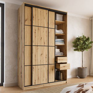 Szafa przesuwna z szufladami 150 cm LOFT MAX dąb artisan