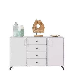 Komoda biała 140 cm z szufladami BOMBAY