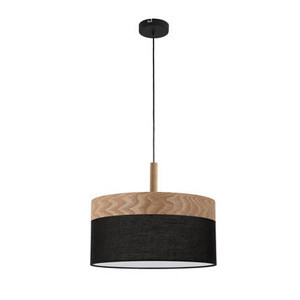 Czarna lampa wisząca do salonu Orto 1 płomienna z abażurem