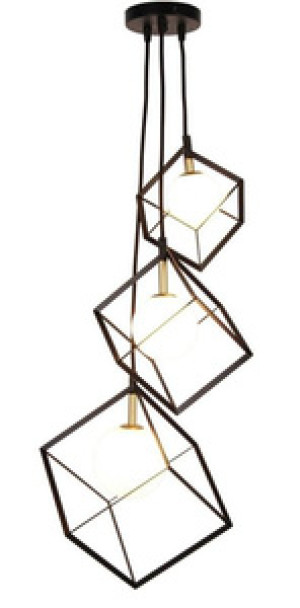 Czarno-złota lampa wisząca industrialna do salonu WEERT 3-punktowa
