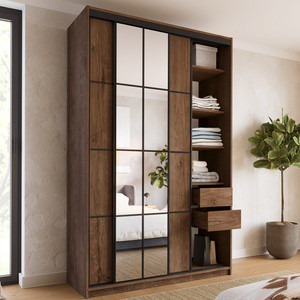 Loftowa szafa przesuwna z lustrem i szufladami 150 cm EDGE MAX