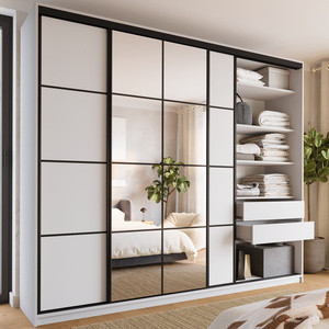 Pojemna biała szafa przesuwna 280 cm z półkami EDGE MAX