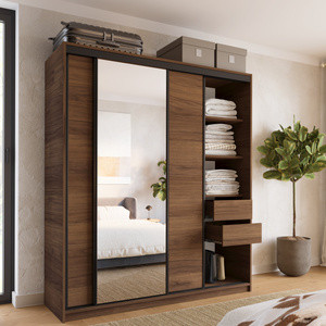 WYPRZEDAŻ Szafa przesuwna z lustrem 180 cm do sypialni LOFT orzech