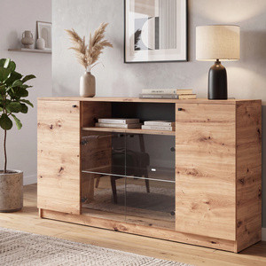 Komoda z witryną 160 cm dwudrzwiowa do salonu ERIS dąb artisan