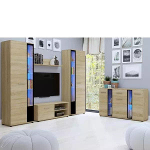 WYPRZEDAŻ Nowoczesna meblościanka z komodą dąb sonoma Cube XL