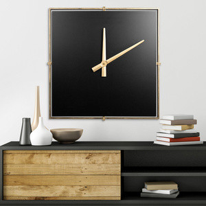 Zegar ścienny 80x80 cm czarny dekoracyjny z żelaza i MDF