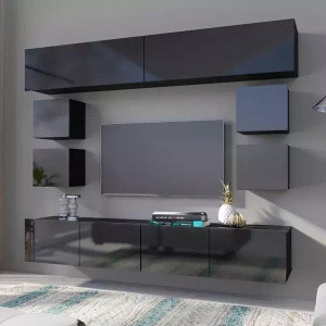 Nowoczesne meble do salonu czarny połysk MODERN 16