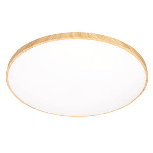 Drewniany plafon sufitowy LED 48W z pilotem TENS biały klosz 59 cm