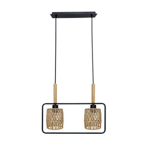 Czarna lampa wisząca do salonu Crown z abażurem beżowym