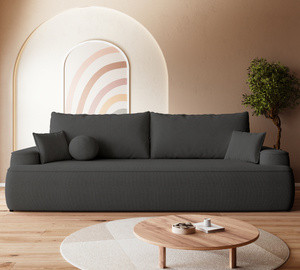 WYPRZEDAŻ Ciemnoszara rozkładana sofa z funkcją spania do salonu CARMELLO